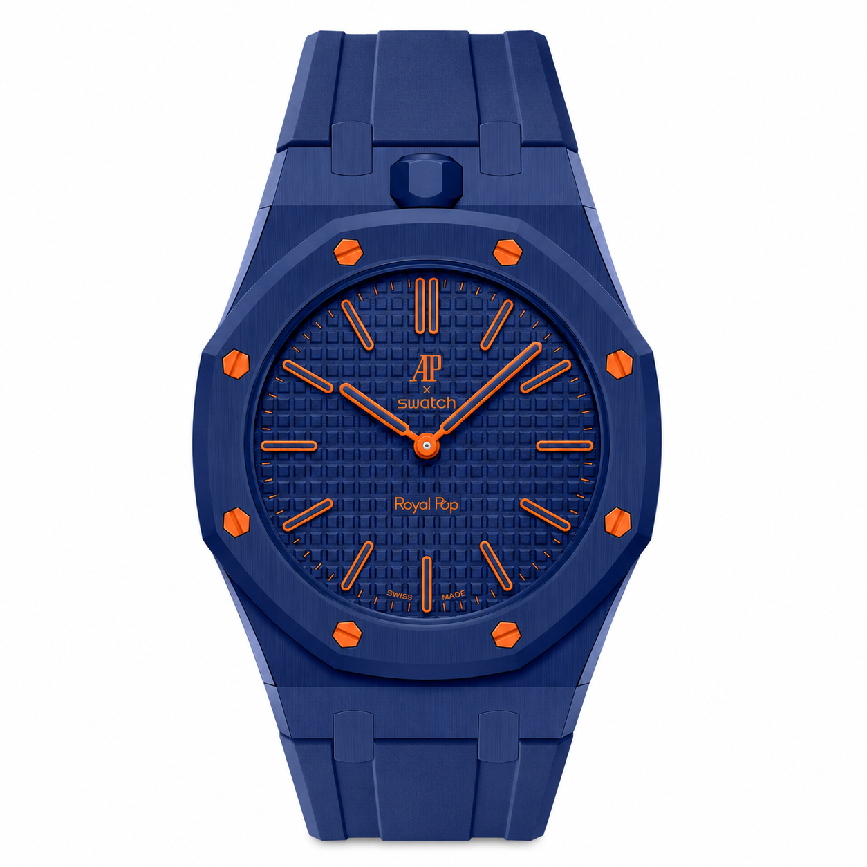 Bioceramic Rubber Strap Case For AP x Swatch Royal Pop Orenji Hachi