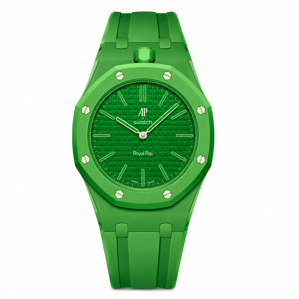 Bioceramic Rubber Strap Case For AP x Swatch Royal Pop Green Eight